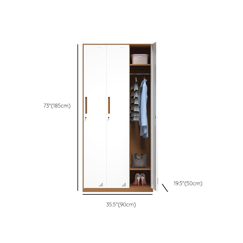 Hinged Wardrobe Armoire with Garment Rod Steel Wardrobe Cabinet