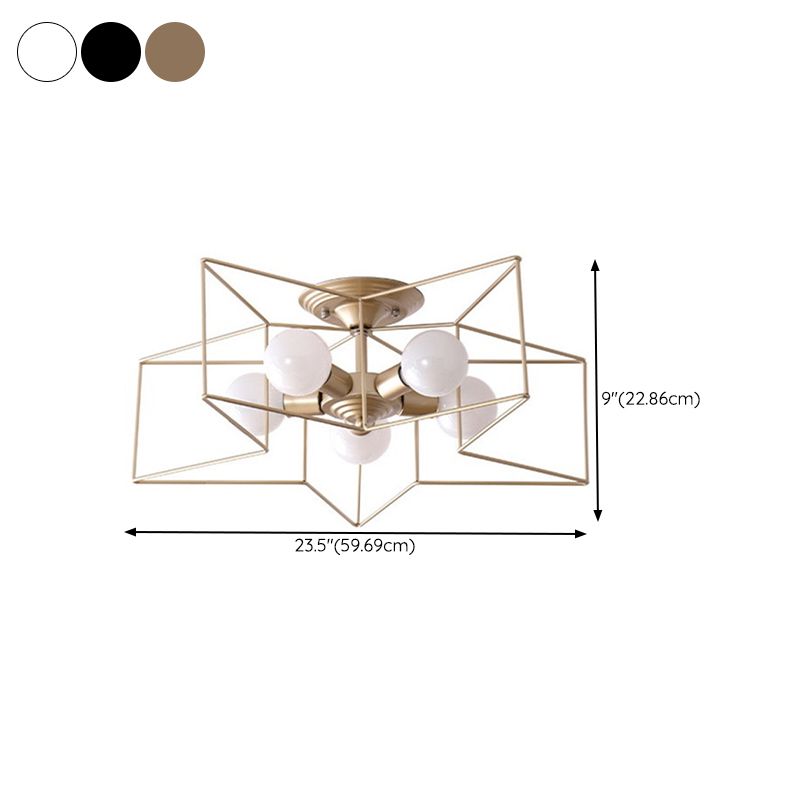 5-Lights Star Shape Flush Mount Ceiling Fixture Modern Flush Ceiling Lights