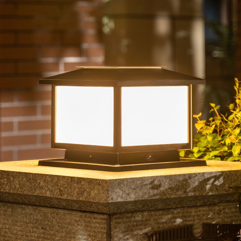 Contemporary Pillar Lamp Creative LED Solar Lighting Fixture for Garden