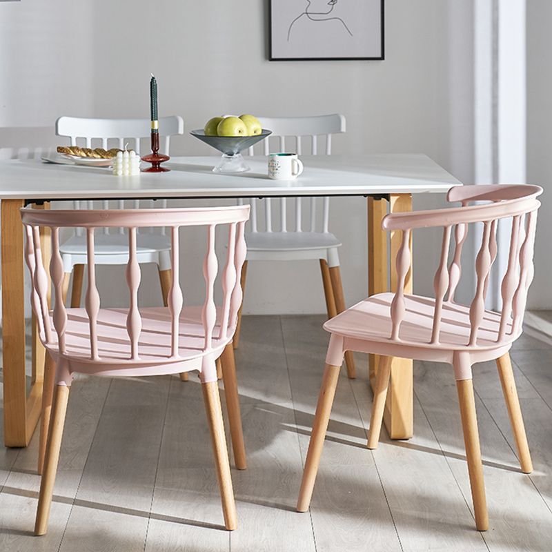 Chaise d'appoint scandinave à dossier Windsor en hêtre, couleurs acidulées, chaise de salle à manger en bois (Ensemble de 4)