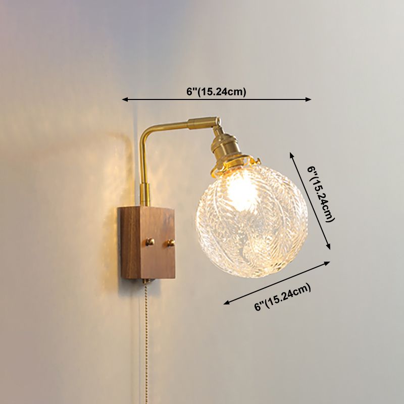 Ponderie murale en verre en métal en bois 1 luminaire à la tête murale pour le salon de la salle d'étude