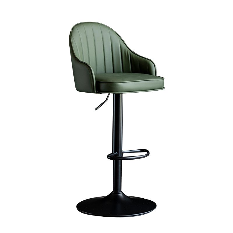 Scandinavian Metal Barstool Adjustable Low Back PU Leather Barstools