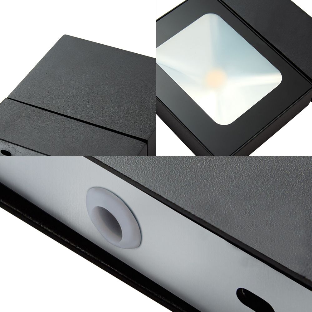 Applexion murale rectangulaire Métal moderne noir / blanc / gris LED MOUR LEUL avec conception rotative