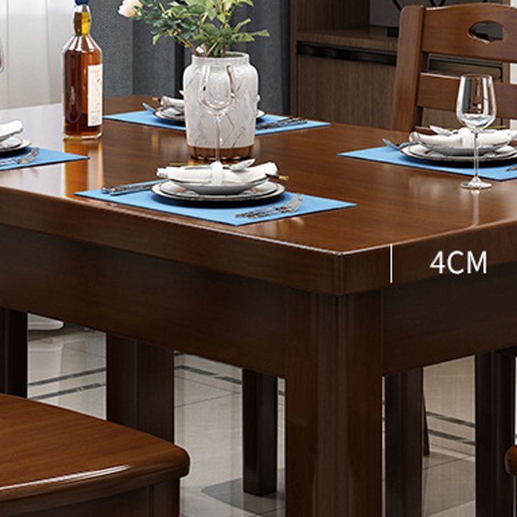 Wood Base Dining Table Contemporary Dinner Table with 4 Legs