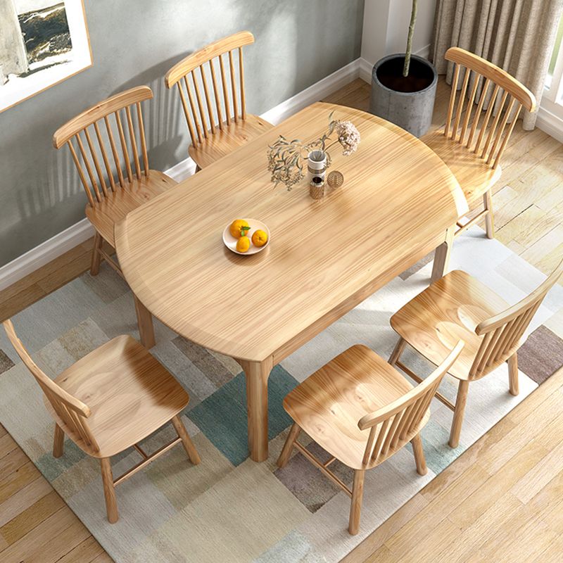 Modern Round Rubberwood Retractable Dining Table with 4 Legs