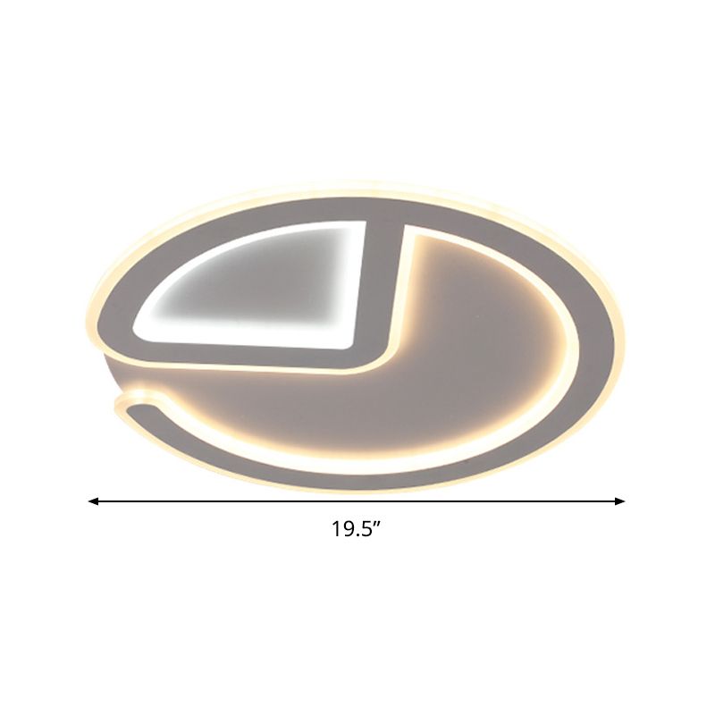 16"/19.5" Dia Minimal Clock Flush Mount Light Thin Acrylic LED Grey Ceiling Light Fixture in Warm/White Light