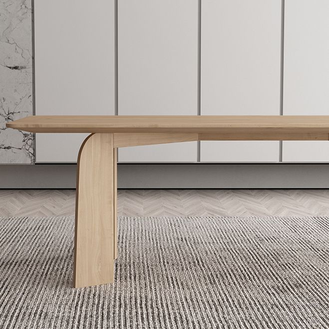 Simple Kitchen Standard Dining Table Solid Wood Khaki Dining Table with 4 Legs Base