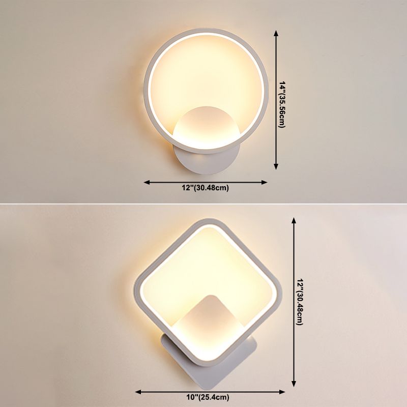 1-Light Geometric Shade Wall Sconce Modern Simple Style LED Wall Lighting in White