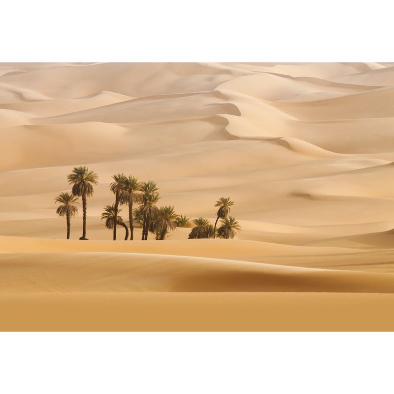 Huge Desert Palm Trees Mural Yellow Non-Woven Fabric Wall Decor, Waterproof, Custom Size