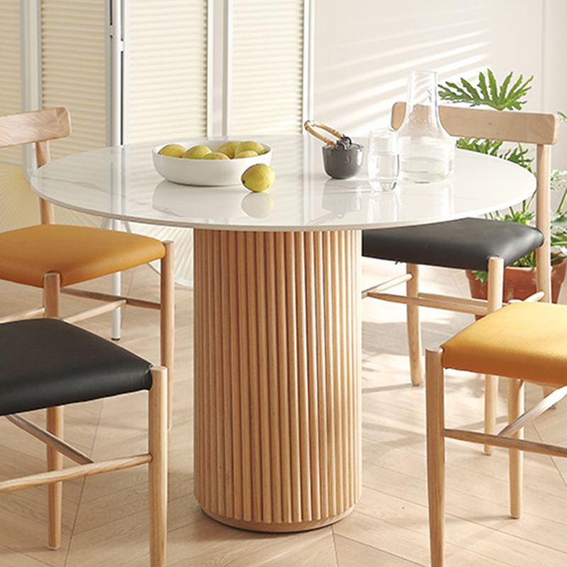 Solid Wood Pedestal Dining Site Table Simplicity Style Round Dinette Table