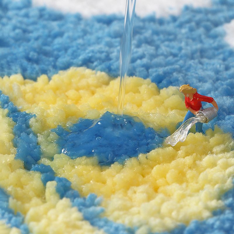 Contemporary Living Room Carpet Apricot Polyster Rug Stain Resistant Area Rug