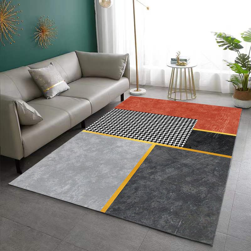 Dark Green Modern Rug Poleyester Pattern Rug Washable Rug for Living Room