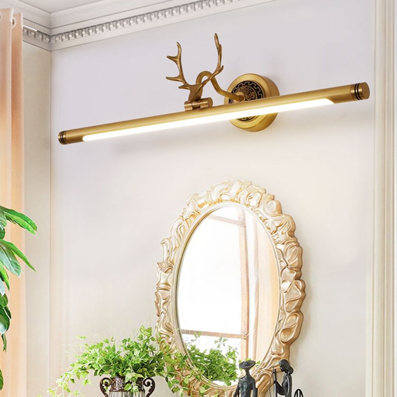 Metal Linear Shape Wall Light Modern Style 1-Light Mirror Wall Mounted Light