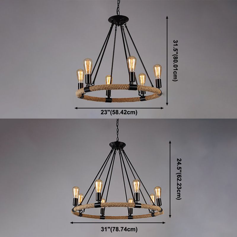 Lámpara de lámpara de bombilla desnuda lámpara colgante de cuerda industrial para restaurante