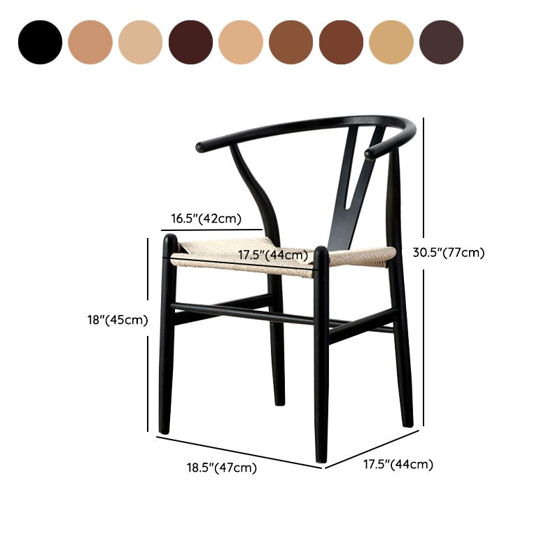 Modern Armrest Backrest Chair with Wooden Legs for Dining Room