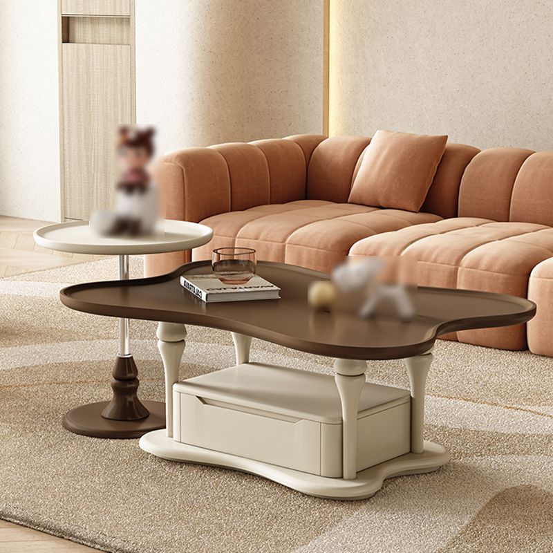 Modern Wood Coffee Table No Distressing Bunching Tables with Storage Drawers
