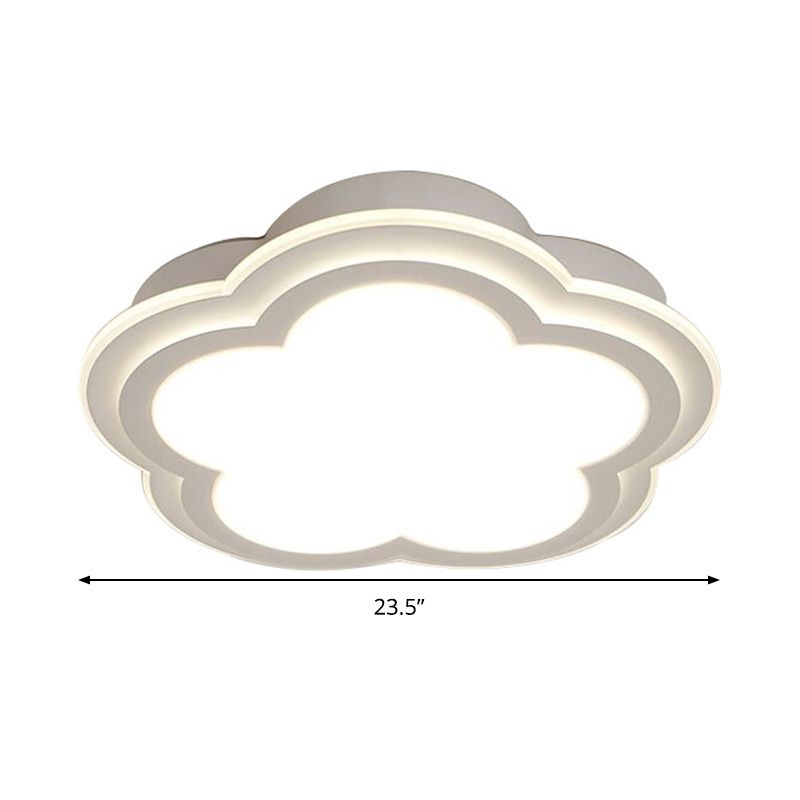 Lámpara de techo con sombra de nube simple, 16 "/ 19,5" / 23,5 "W, lámpara de montaje empotrado LED acrílica blanca en luz cálida/blanca/tercera marcha