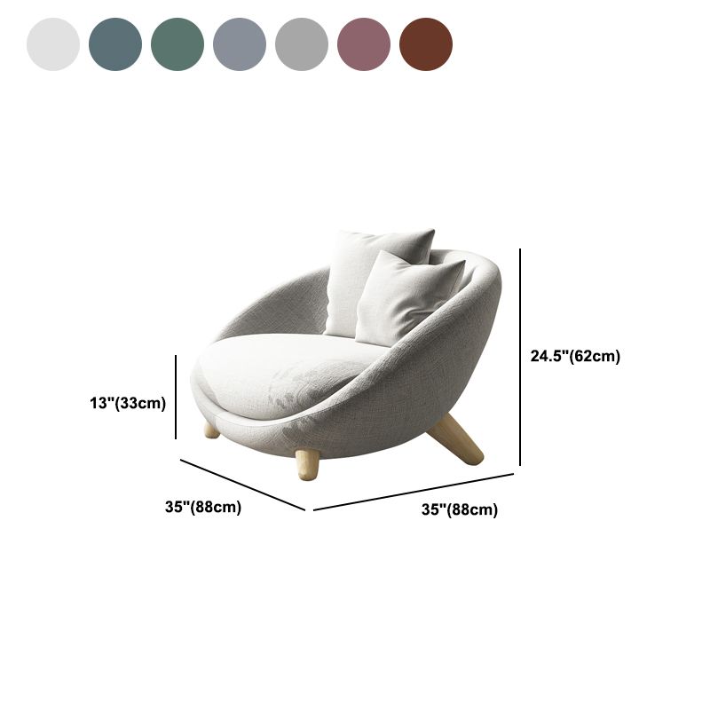 Scandinavian 34.6"Wide Cotton Blend Fixed Back Sloped Arms Papasan Chair with 2 Pillows