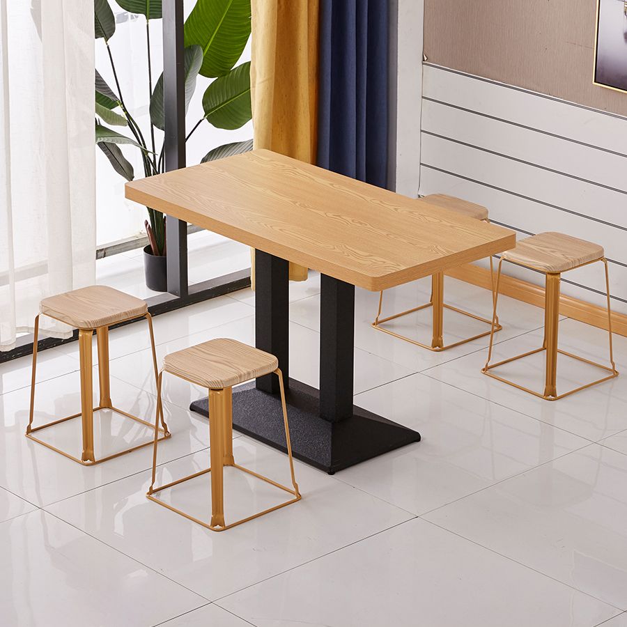 Modern Wooden Dining Room Table with Metal Legs for Living Room