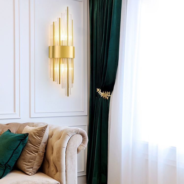 2 lichten Crystal Flush Mount Wall Sconce in zwart/gouden postmodern sconce licht