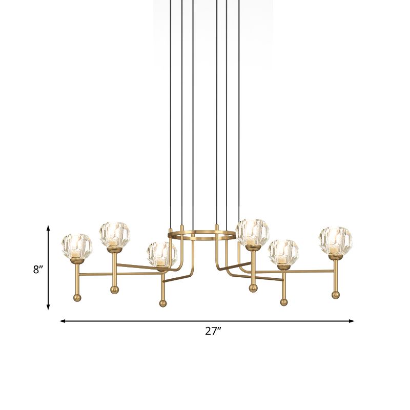 Crystal en laiton multi-plafond diamant 6/8-Bulb 27 "/ 31" de largeur moderniste à LED de la lampe