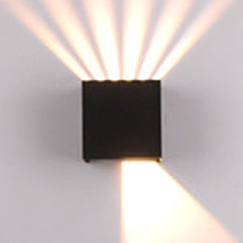 Iluminación de pared de sombra cuadrada lámpara de apliques de metal de estilo moderno 2 luces en negro con ángulo ajustable