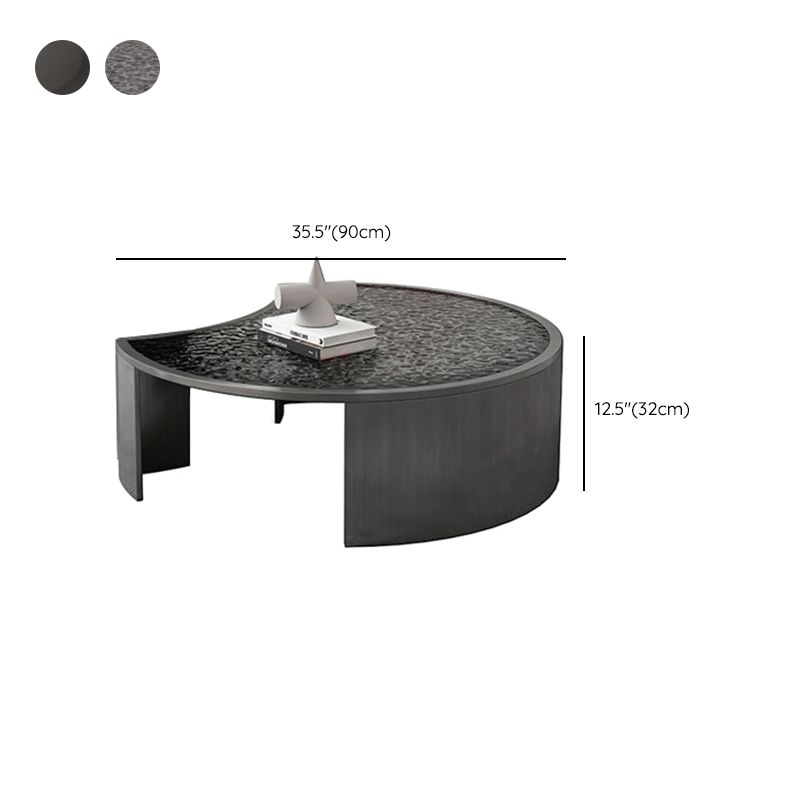 Glass Top Coffee Table Round Nesting Coffee Table Set with Grey Legs