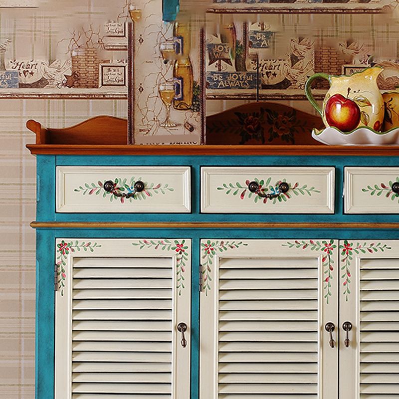 Industrial Rectangle Accent Cabinet with 6 Shelves Distressed Wood Cabinet