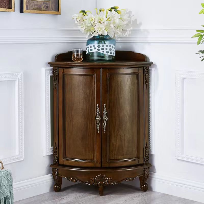 38.58"/47.24" Tall Brown Corner Cabinet , Wooden Storage Cabinet