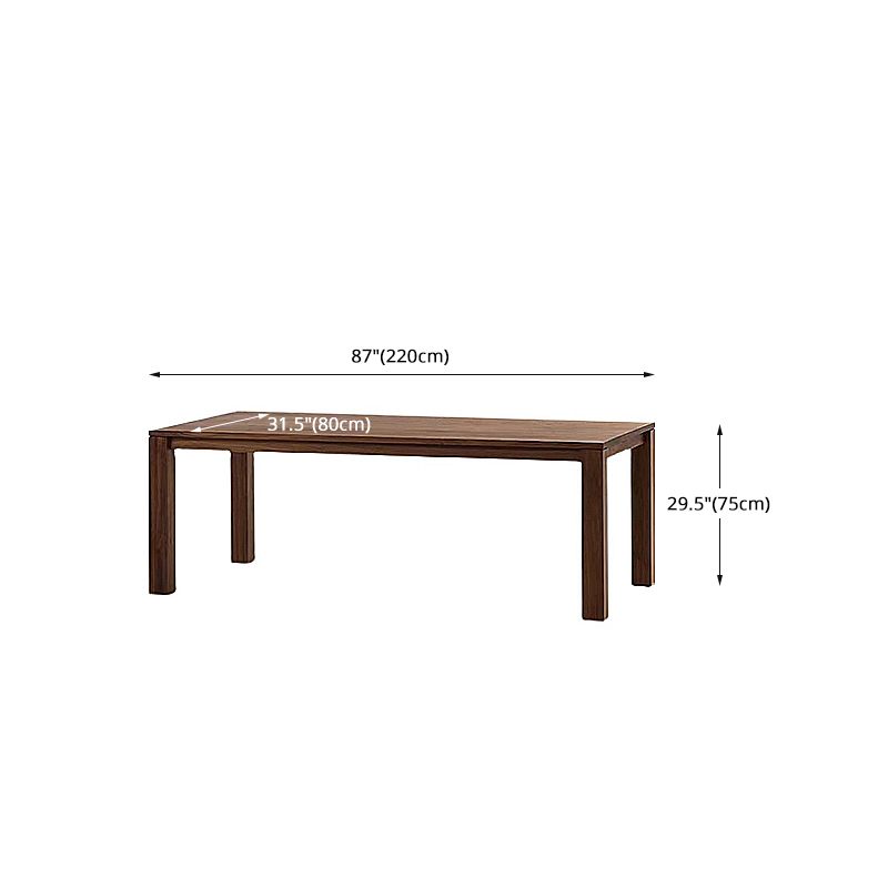 Modern Rectangle Dining Site Table Pine Solid Wood 4 Legs Dining Table in Brown
