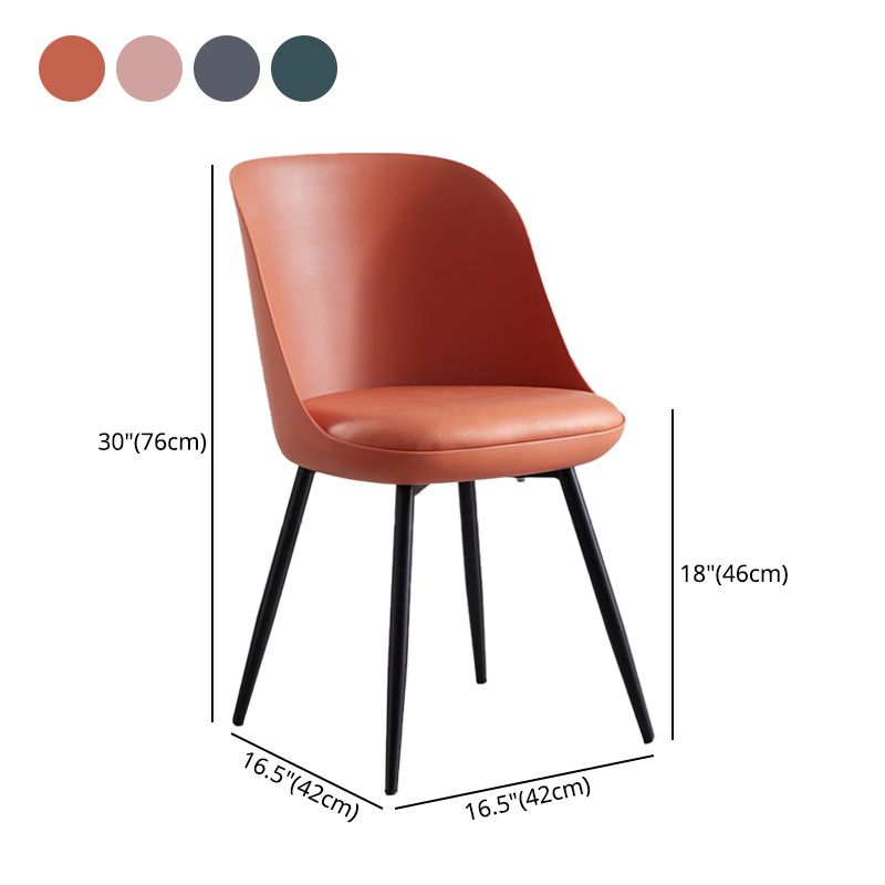 Chaise latérale de restaurant contemporaine en cuir, dossier solide, finition mate, chaise de salle à manger