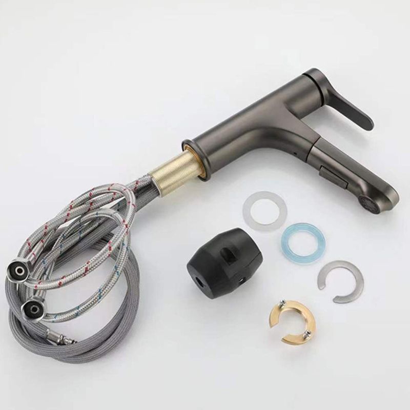 Contemporary Pull-out Faucet Single Lever Handle Faucet for Bathroom