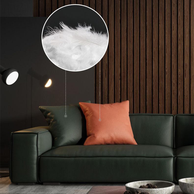 Contemporary Stationary Faux Leather Living Room Seating Square Arm Cushions Sofa