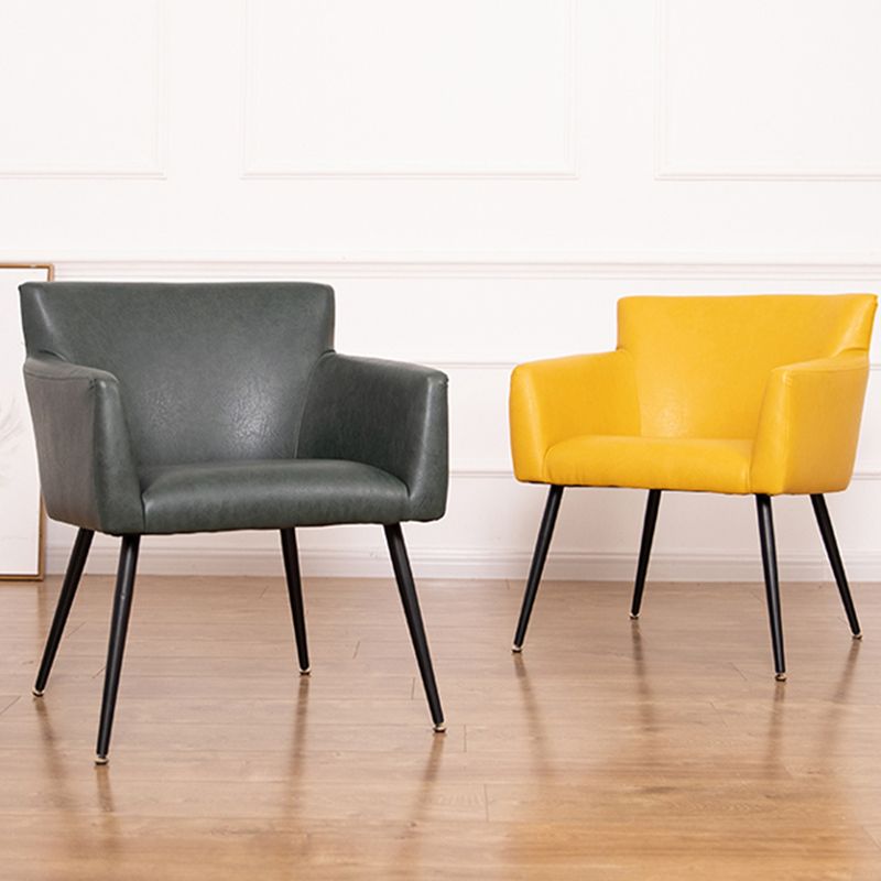 Chaise de salle à manger contemporaine en métal, fauteuil de salle à manger simple en faux cuir