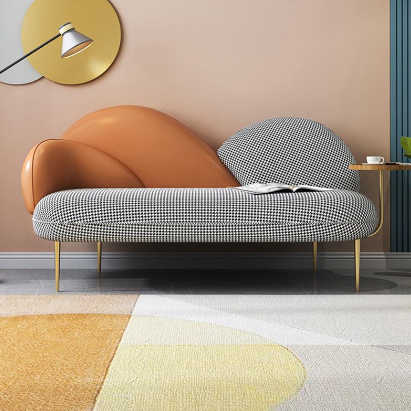 Contemporary Curved Sofa Moon Shape Sloped Arm Sofa with Storage Tray for Living Room