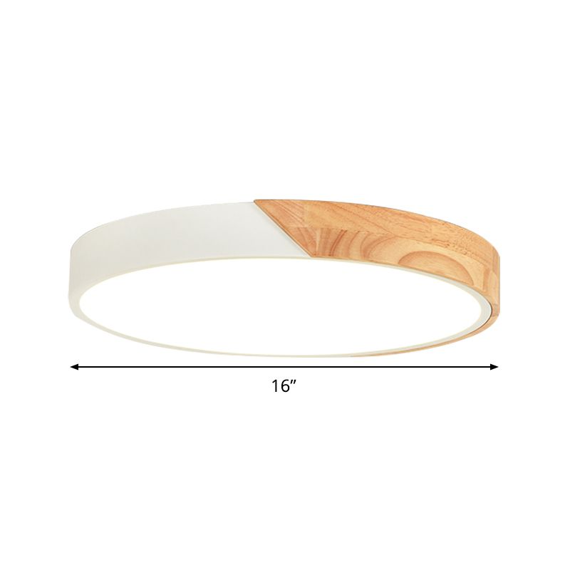 Round Flush Light Modernist Metal LED Pink/White Ceiling Mounted Fixture with Acrylic Diffuser, 12"/16"/19.5" Wide