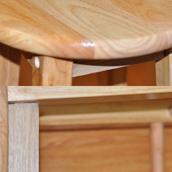 Modern Armless Backless Counter Stool Rubber Wood Kitchen Bar Stool with Wooden Seat