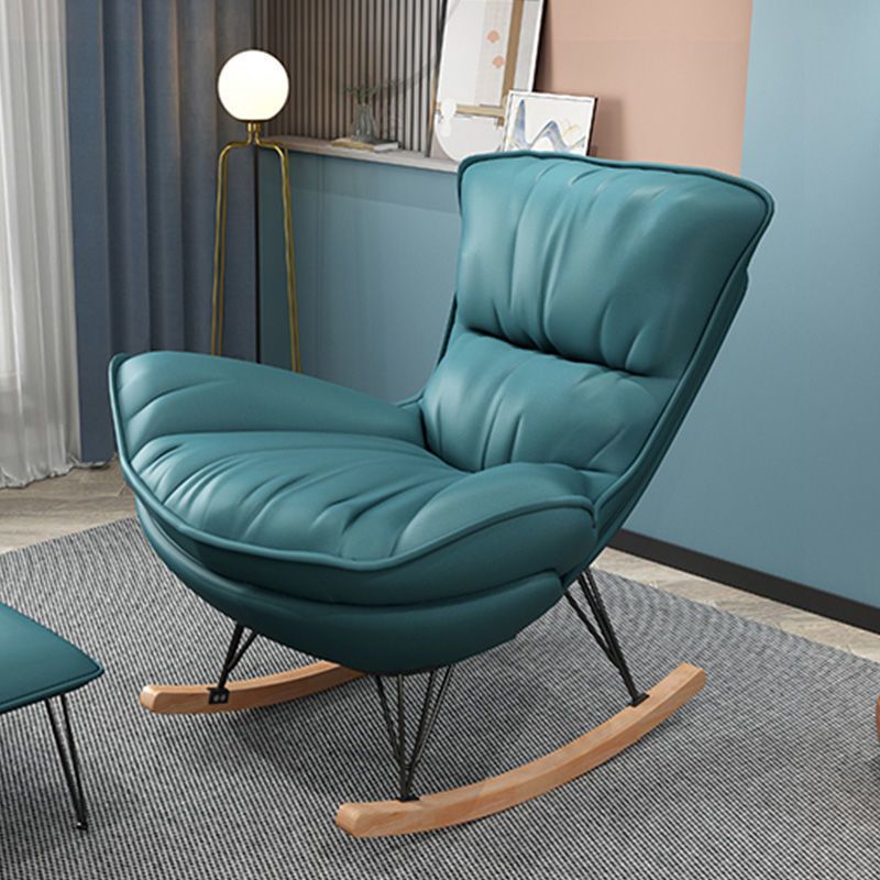 Contemporary Rocking Accent Chair Wingback Antique Finish Rocking Chair