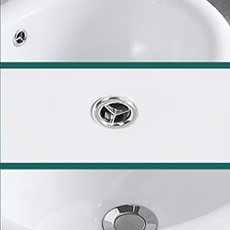 Contemporary Bathroom Sink with Overflow Porcelain Round Vessel Lavatory Sink