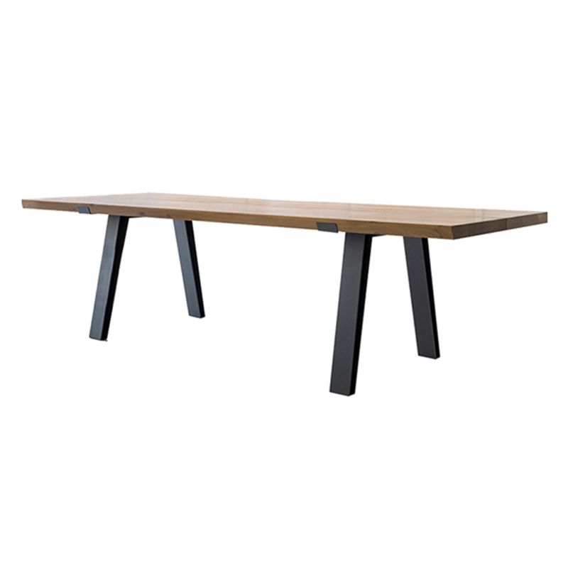 Industrial Pine Wood Table for Restaurant Rectangle Dining Table with Metal 4 Legs