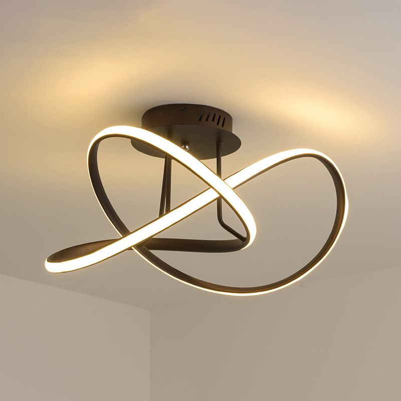 19.5 "/23.5" W Twist Plafond Gemonteerde Armatuur Moderne Acryl LED Wit/Koffie Semi Flush Mount Verlichting in Warm/Wit Licht