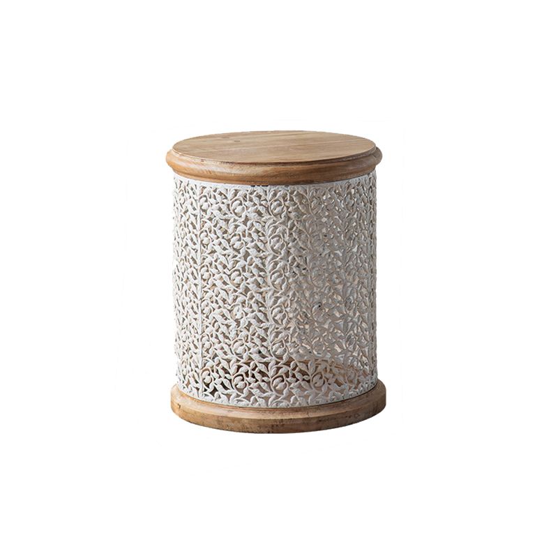 French Country Corner Table Round Solid Wood Accent Side Table