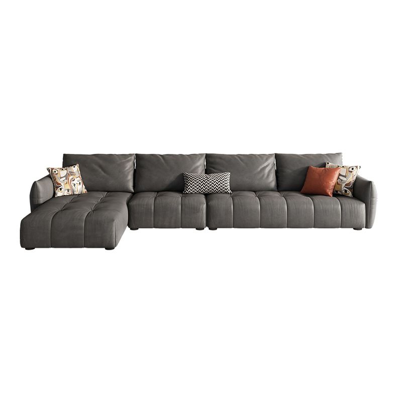 Square Arm Cloud Gray Cushion Back Contemporary Stain-Resistant Sofa