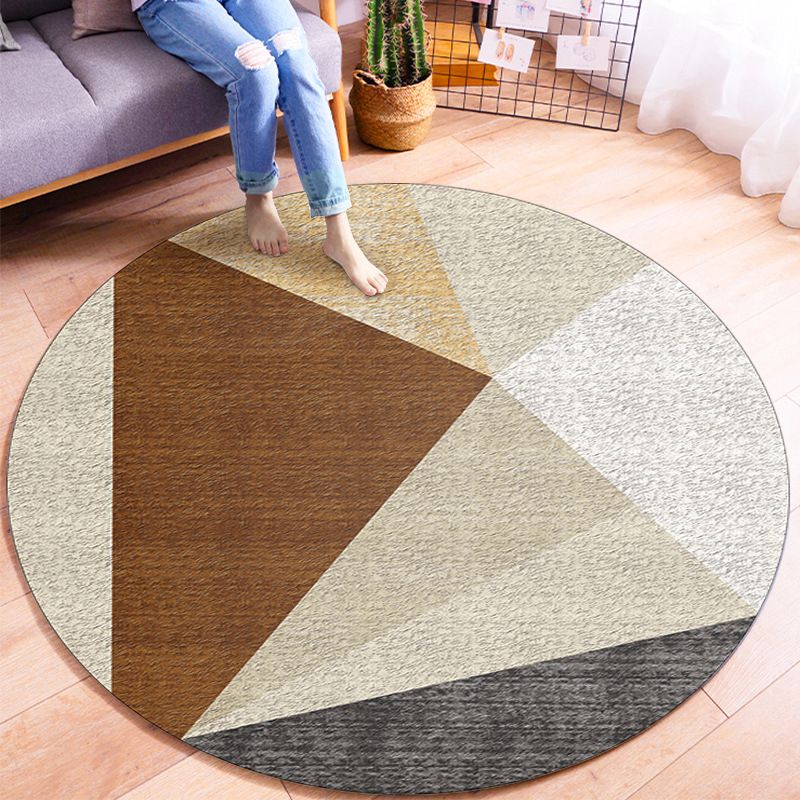 Multi-colour moderne ronde tapijt trendy geometrie patroon gebied tapijt polyester polyester gemakkelijke verzorging niet-slip achterste tapijt voor woningdecoratie