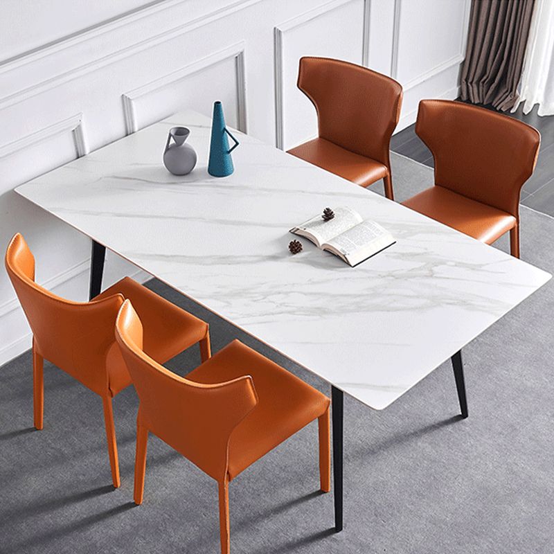 Contemporary Style Chair Armless Side Chairs with Metal Legs for Kitchen