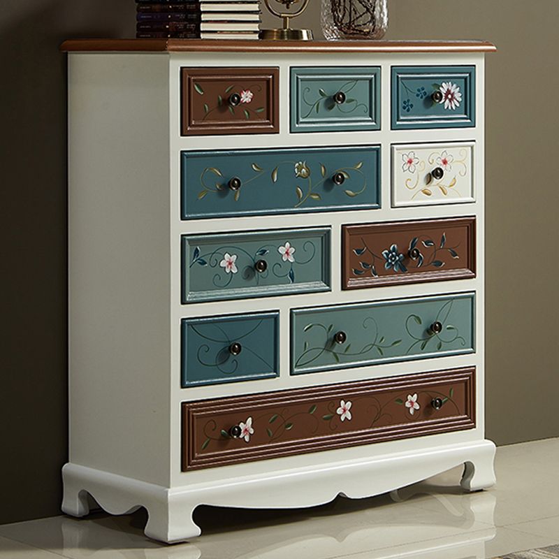 Nautical Bedroom Storage Chest Vertical Wooden Chest with Drawers