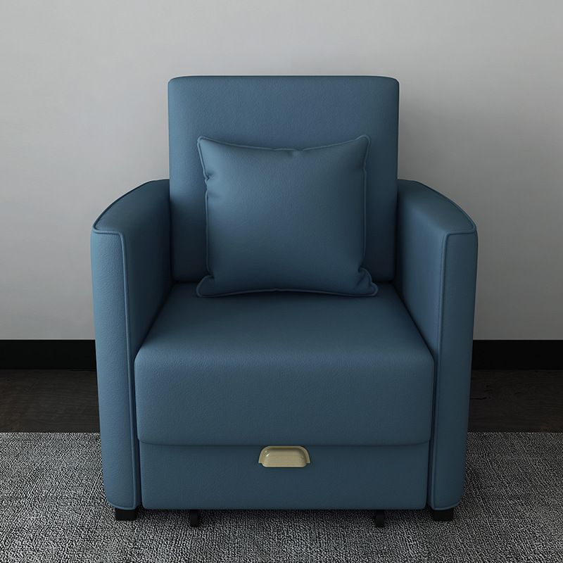 Metal Frame Futon Chairs Faux leather Square Arms Sofa Bed with Upholstered, 31.49" Wide