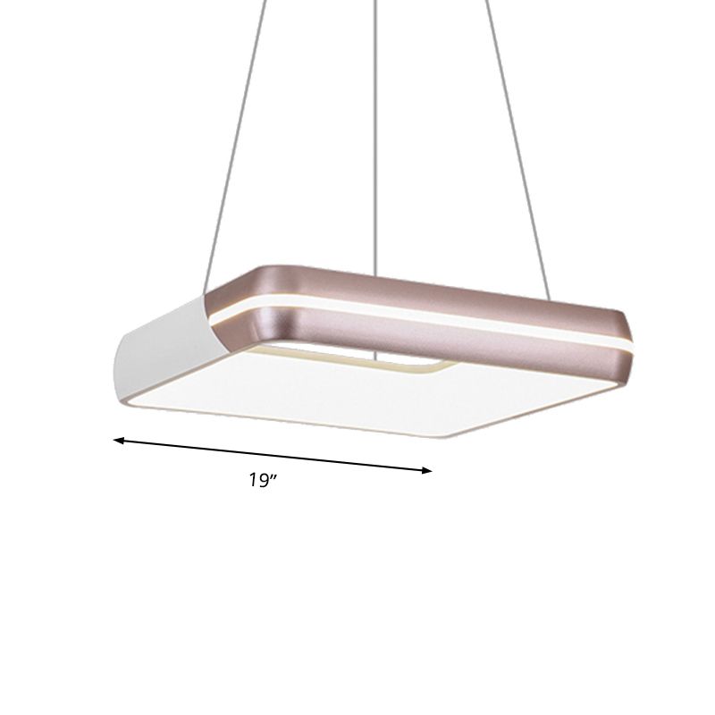 Iluminación colgante cuadrado moderno metal led rosa oro colgante colgante de colgante para comedor para comedor