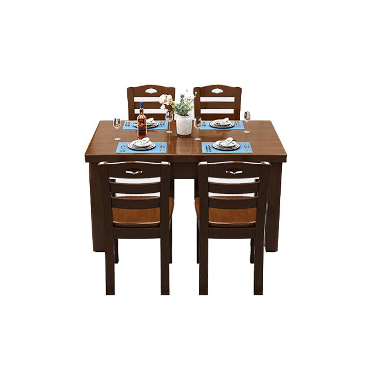 Wood Base Dining Table Contemporary Dinner Table with 4 Legs