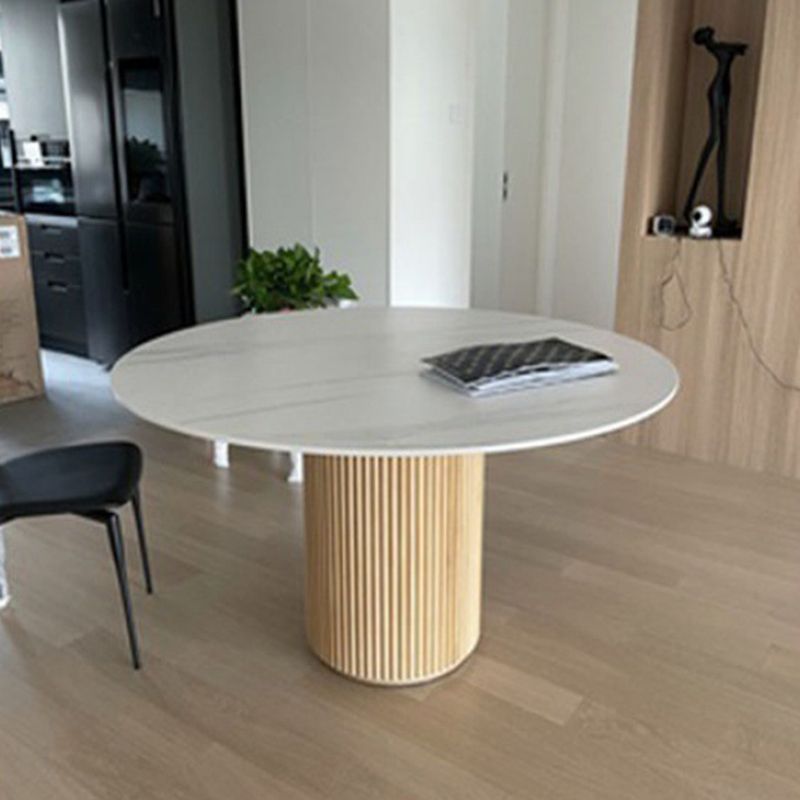 Modern White in Wood Counter Table Round Dining Table for Kitchen